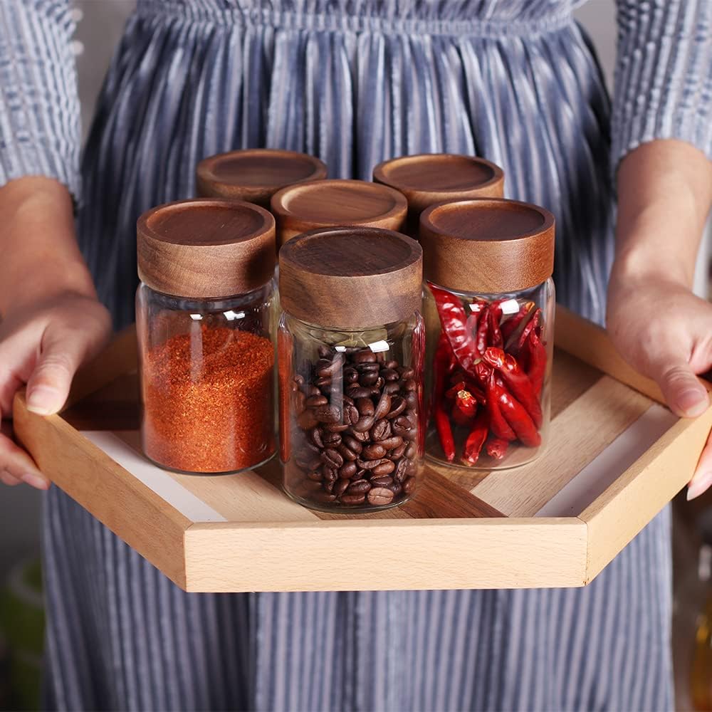 Canister Wood Lid Spice Jars Set Spice Containers Seasoning Bottles 4 Oz  Square Glass Spice Jars Container with Bamboo Screw Lid - China Glass Jar  and Glass Storage Jar price