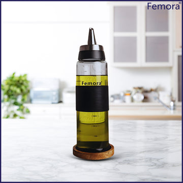Borosilicate Glass Oil Bottle Dispenser with Stainless Steel, 1 Pc, 500 ML, Femora