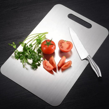 Femora Stainless Steel Chopping Board Vegetable,Fruit Cutting, Kneeding, Cake Prep, Heavy Duty Chopping-Board | Non Slip| Rust Proof | Easy to use| Rectangular Edge|Size 20 CM X 30CM |