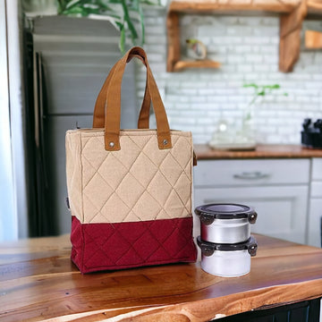 Stainless Steel Lunch Box Maroon Canvas Bag Femora, 350 ml, 2 Pcs