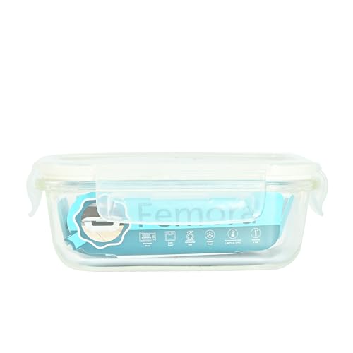 Borosilicate Glass  Rectangle Lunch Box with Black Bag,400 ML & 620 ML, 3 Pcs, Femora.