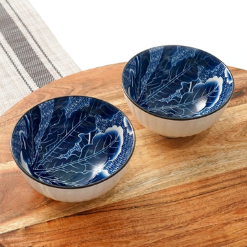 Femora Ceramic Bowl Set (Set of 2) - Modern Splatter Pattern, Microwave & Dishwasher Safe, Lead-Free | Versatile Dinner & Serving Bowls, Ideal for Gifting
