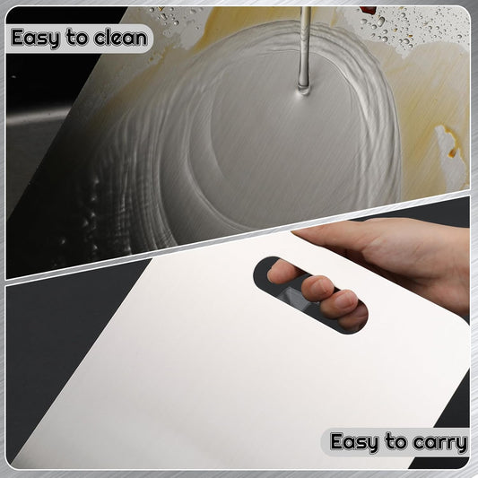 Femora Stainless Steel Chopping Board Vegetable,Fruit Cutting, Kneeding, Cake Prep, Heavy Duty Chopping-Board | Non Slip| Rust Proof | Easy to use| Rectangular Edge|Size 20 CM X 30CM |
