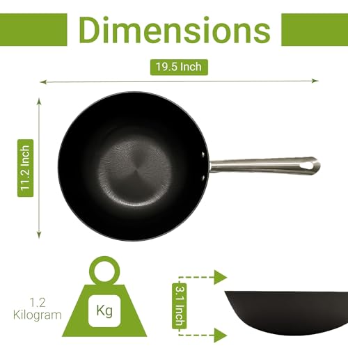 Cast Iron 2 Pc  FryPan Induction Base with Long Handle, 50 cm & 40 cm Round, 2 Pcs, Femora