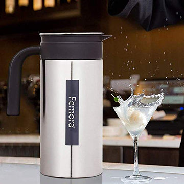 Stainless Steel Grand Jug with Handle - 1.4 L, Silver Black