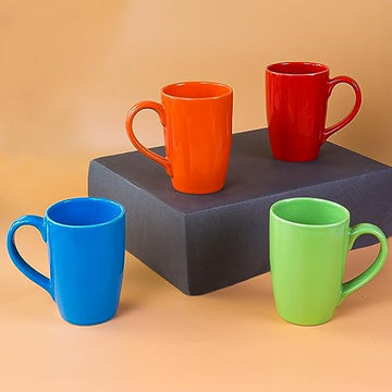 Ceramic Multicolor Coffee  Mug , 320 ML, Set Of 4, Femora