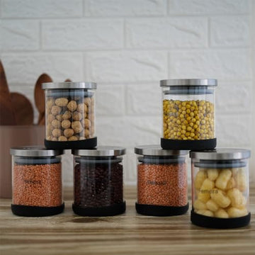 Round Borosilicate Glass Jar for Kitchen Storage | Kitchen Container Set and Storage Box, Glass Containers with SS Lid | Air Tight Containers for Kitchen Storage |Capacity (600ml)