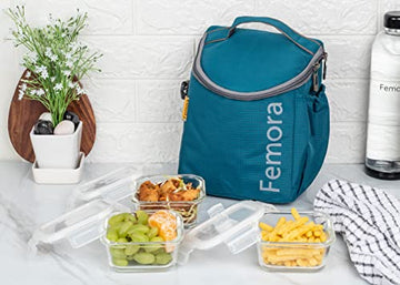 Borosilicate Glass Lunch Box Black Canvas Bag Femora, 300 ML, 3 Pcs