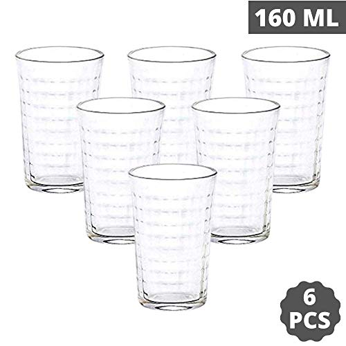Clear Glass Tumbler for Daily Use,6 Pcs, 160 ML, Femora
