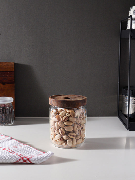 Kitchen Storage Jars Borosilicate Glass With Wooden Lid Air Tight Jar Femora