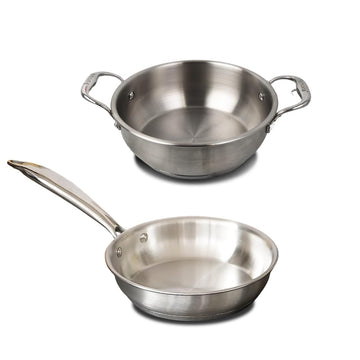 Femora Triply Bottom Stainless Steel 2 Pc Cookware Set, 24 cm Indian Kadhai, 20 cm Frypan