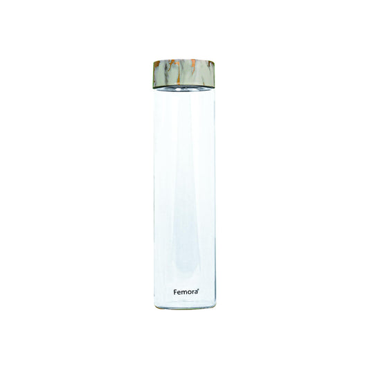 Femora Borosilicate Glass Water Bottle Durability and Elegance Combined, 1000ML(1 Pc Set) (Marble Lid)