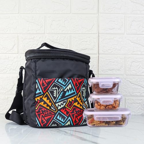 Borosilicate Glass Lunch Box Black Canvas Bag Femora, 300 ML + 620 ML, 3 Pcs
