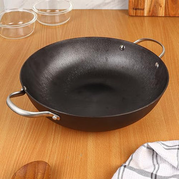 Cast Iron Kadhai without Lid, Round 30 CM, 1 Pcs, Femora
