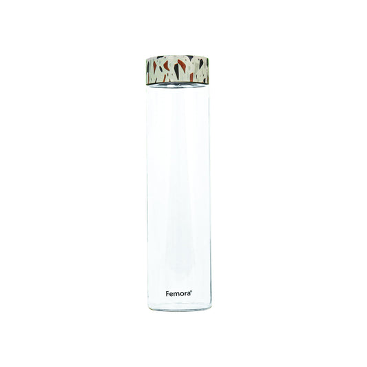Femora Borosilicate Glass Water Bottle Durability and Elegance Combined, 1000ML(1 Pc Set) (Dot Marble)
