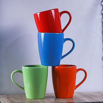 Ceramic Multicolor Coffee  Mug , 360 ML, Set Of 4, Femora