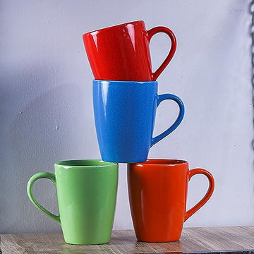 Ceramic Multicolor Coffee Mug , 360 ML, Set Of 4, Femora