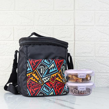 Borosilicate Glass Lunch Box Black Canvas Bag Femora, 380 ml, 2 Pcs