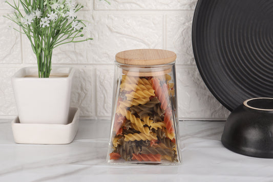 Kitchen Storage Jars Borosilicate Glass With Wooden Lid Air Tight Jar Femora