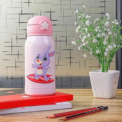 Kids Dinosaur Design Hot & Cold Thermo steel Water Bottle with Bag, 550 ML, 1 Pc, Femora