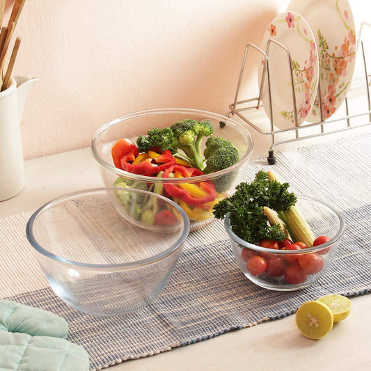 Borosilicate Glass Microwave Safe Mixing Bowl, 2 Pcs, 3 Pcs, Femora