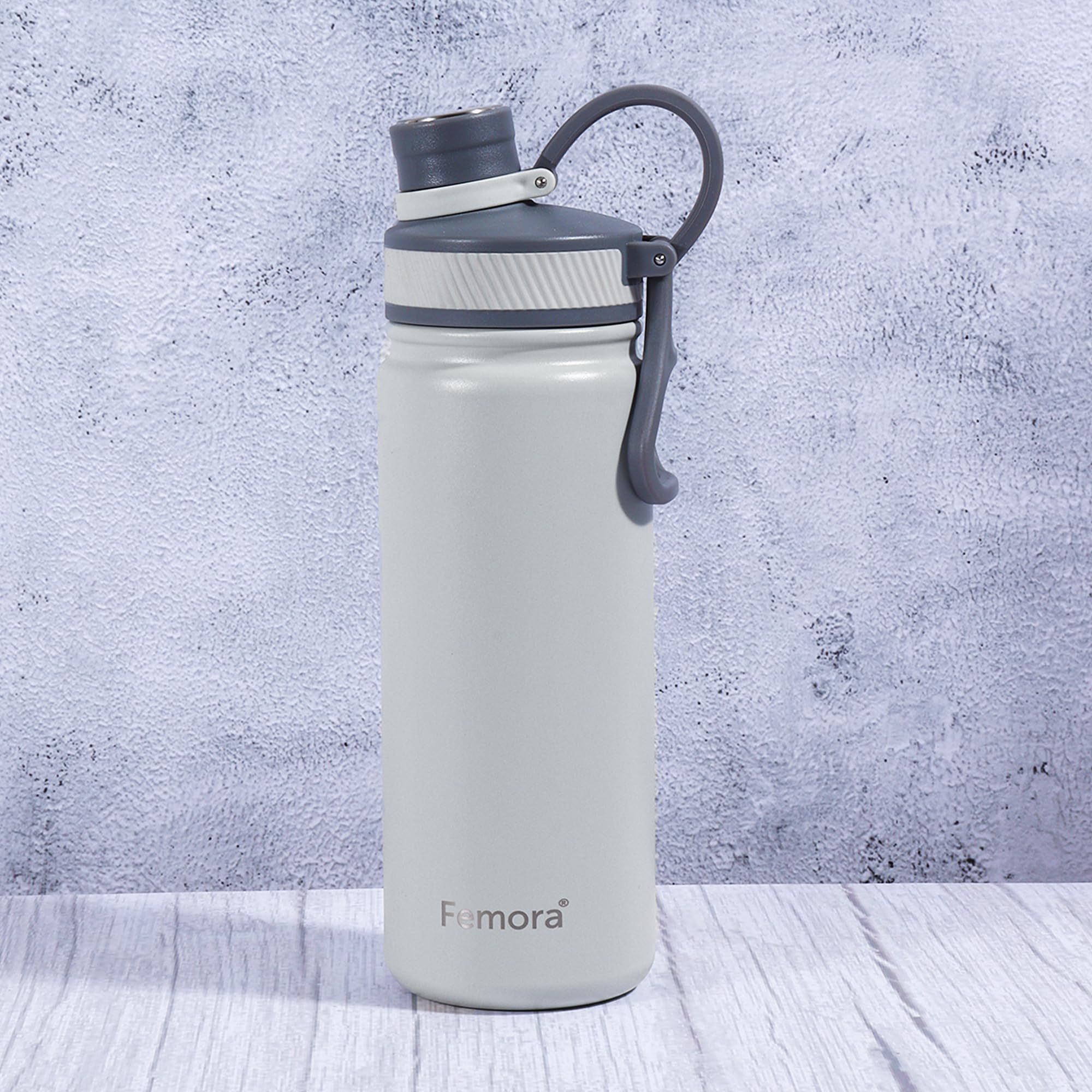 Stainless Steel Aquaburst Sport-Sip Vacuum Insulated Flask Water Bottle , 680 ML, Grey, 1 Pcs, Femora