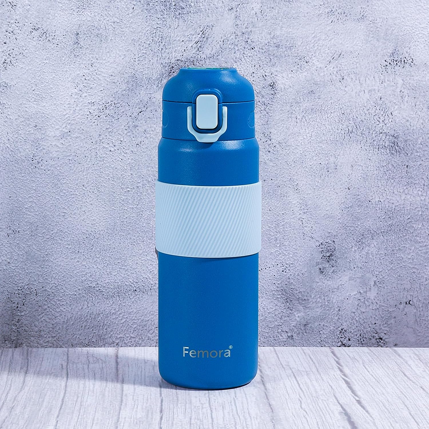 HydroPro Double Walled Stainless Steel Vacuum Insulated Flask Water Bottle, 600 ML, Slate Blue, Femora