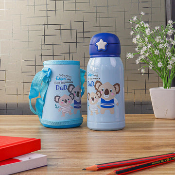 Kids Koala Design Hot & Cold Thermosteel Bottles with Bag,550 ML, 1 Pc, Femora