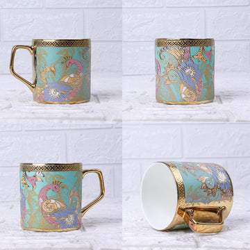 Premium Ceramic Gold Line Coffee & Tea Cup Set of 6, 160 ML, Femora