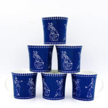 Traditional Dancers Pattern Coffee & Tea Cup Set of 6, 160 ML, Femora