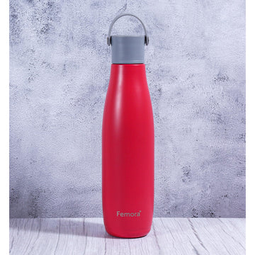 Stainless Steel PureQuench Lifestyle Vessel Vacuum Insulated Flask Water Bottle, 700 ML, Red, Femora