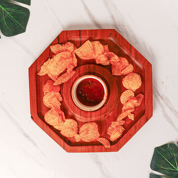 Octagon Wooden Serving Tray with Bowl, 1 pc Tray & Bowl, 9.5 Inch (23 * 23 CM), 1 Year Warranty.