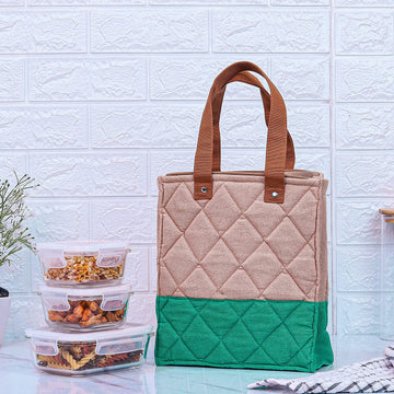 Borosilicate Glass Lunch Box Green Canvas Bag Femora, 300 ML, 620 ML, 3 Pcs