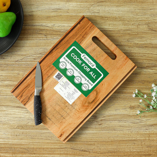 Femora Vegetable Acacia Wood Chopping Board Anti Bacterial Seasoned with Organic Mineral Oil