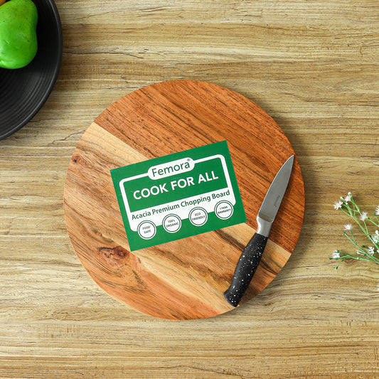 Vegetable Acacia Wood Chopping Board, Round, Femora