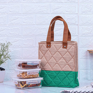 Borosilicate Glass Lunch Box Green Canvas Bag Femora, 400 ML + 620 ML, 3 Pcs