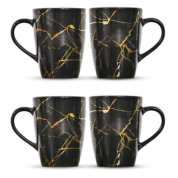 Gold Marble Design Ceramic Coffee Mug, Tea cups Set of 4 (320ml)