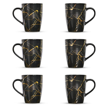 Gold Marble Design Ceramic Coffee Mug, Tea cups Set of 6 (320ml)