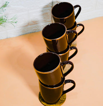Gold Marble Design Ceramic Coffee Mug, Tea Cups Set of 6 (320ml)