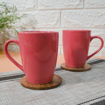 Ceramic Coffee Mug - Set of 2(360ml) Serving Coffee Cup, Ideal Coffee Mug for Gift - Pink