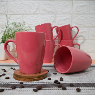 Ceramic Coffee Mug - Set of 6(360ml) Multi - Color Tea Cups, Stackable