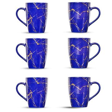 Gold Marble Design Ceramic Coffee Mug, Tea cups Set of 6 (320ml)