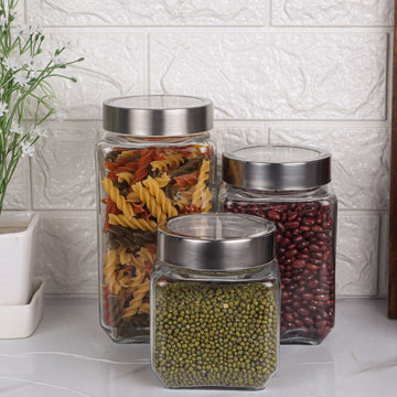 Kitchen Storage Jars Clear Glass With Steel See through Lid Jar Femora