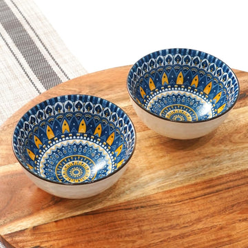 Femora Elegant Mandala Porcelain Bowl Set - Microwave & Dishwasher Safe, Lead-Free | Versatile Dinner & Serving Bowls for Gifting & Daily Delight