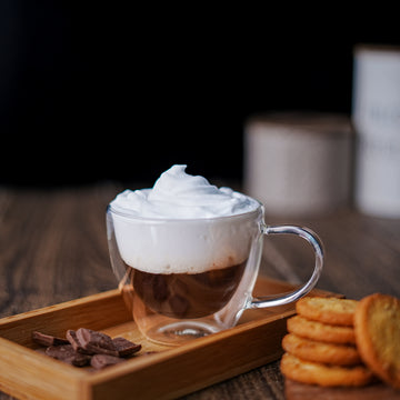 Double Wall Coffee Mug 200ml (7 Ounces), Clear Glass with Handle, Insulated Cappuccino, Tea, Latte Cup - Heat Resistant