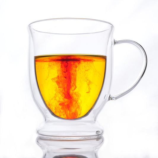 Double Wall Coffee Mug 250ml (8 Ounces), Clear Glass with Handle, Insulated Cappuccino, Tea, Latte Cup - Heat Resistant