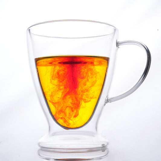 Double Wall Coffee Mug 320ml (8 Ounces), Clear Glass with Handle, Insulated Cappuccino, Tea, Latte Cup - Heat Resistant
