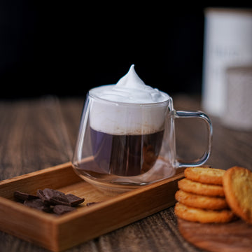 Double Wall Coffee Mug 200ml (7 Ounces), Clear Glass with Handle, Insulated Cappuccino, Tea, Latte Cup - Heat Resistant