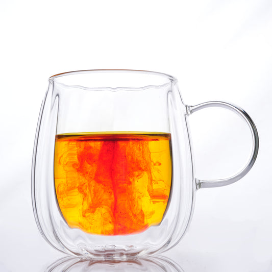 Double Wall Coffee Mug 250ml (8 Ounces), Clear Glass with Handle, Insulated Cappuccino, Tea, Latte Cup - Heat Resistant