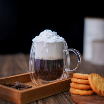 Double Wall Coffee Mug 250ml (8 Ounces), Clear Glass with Handle, Insulated Cappuccino, Tea, Latte Cup - Heat Resistant